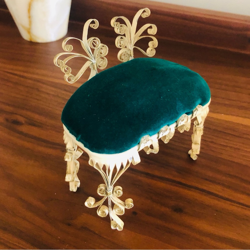 Vintage Collectibles Velvet Miniature Ottoman Bench